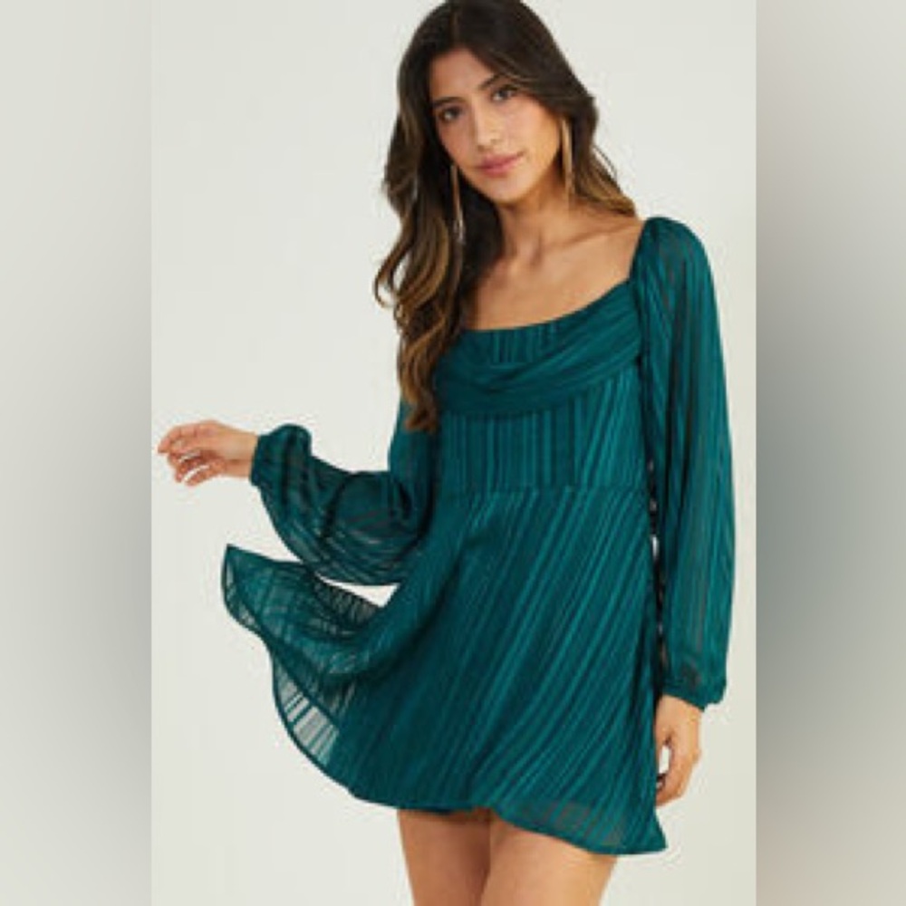 Altar’d State Green Jody Shimmer Dress